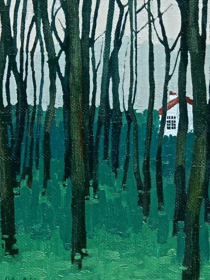 House In Woods Oil