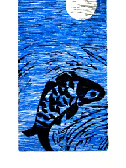 Leaping Carp and Moon